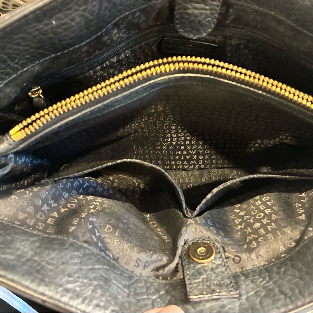 Kate Spade Tote Purse Black with gold accent and lattice detail - Picture 8 of 14